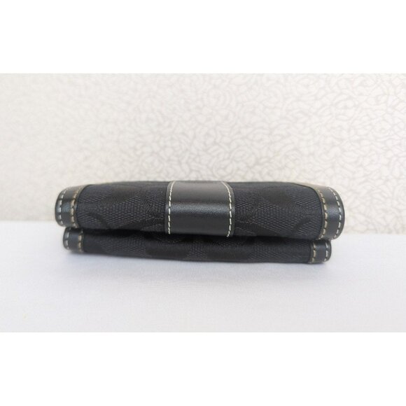 Vintage Coach Signature Stripe Trifold Wallet W/Billfold Snap Closure Black - Picture 4 of 12
